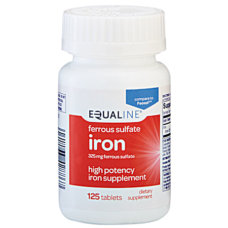 EQUALINE Ferrous Sulfate 325mg Iron Supplement Tablets - 125 ct