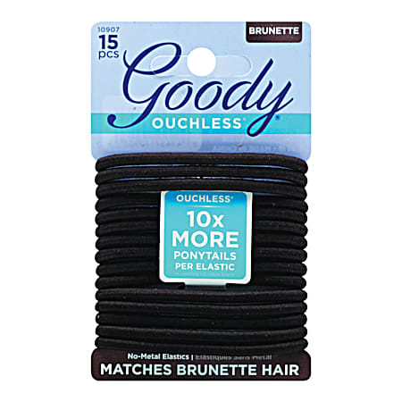 Brunette Ouchless Elastic Hair Ties - 15 ct