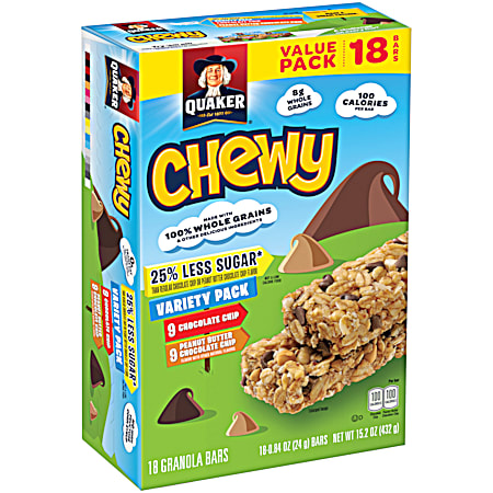 Quaker Chewy 15.2 oz Variety Pack Granola Bars - 18 Pk
