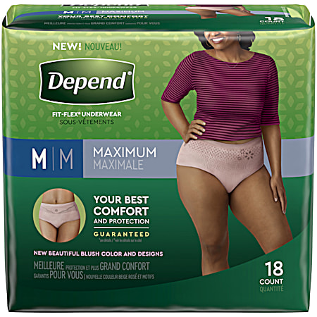 DEPENDS Maximum Absorbency M Underwear for Women - 18 Ct
