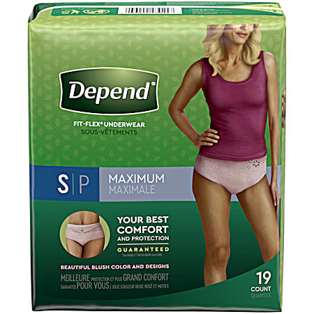 DEPENDS Maximum Absorbency S Underwear for Women - 19 Ct