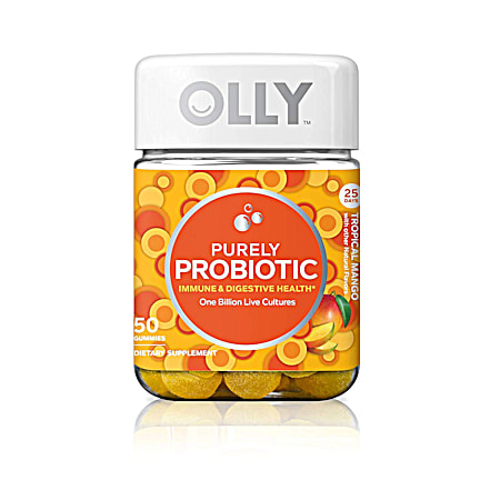 Olly Purely Probiotic Tropical Mango Gummies - 50 ct