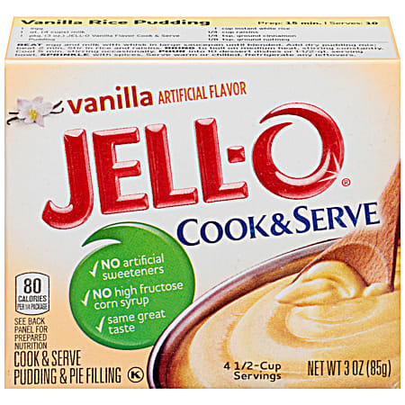 JELL-O Cook & Serve Vanilla Pudding & Pie Filling Mix  - 3 oz