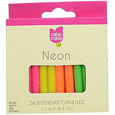 Neon Birthday Candles - 24 Ct