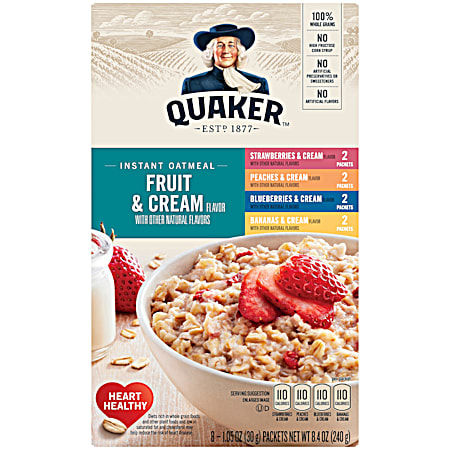 Quaker Fruit & Cream Variety Pack Instant Oatmeal - 8 ct