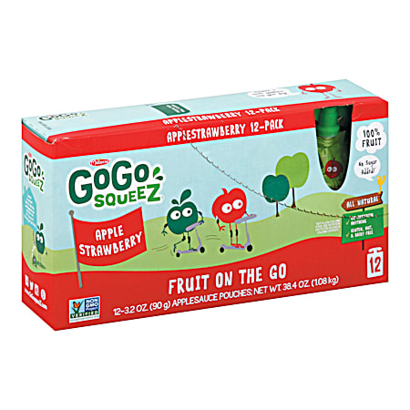 GOGO SQUEEZ AppleStrawberry Applesauce Fruit on the Go - 12 Pk