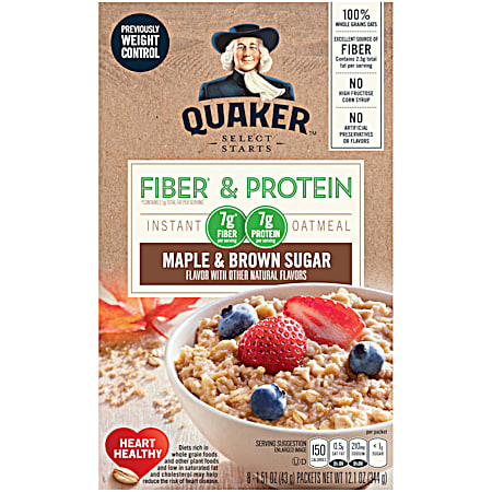 Quaker Fiber & Protein 12.1 oz Maple & Brown Sugar Instant Oatmeal