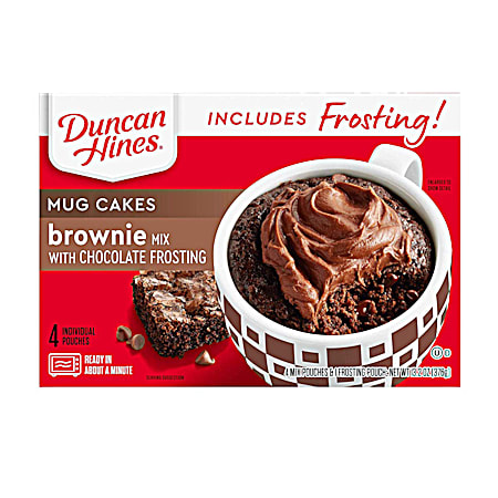 DUNCAN HINES Mug Cakes Brownie Mix w/ Chocolate Frosting - 4 Pk