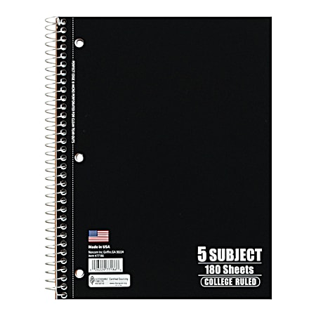 5 Subject College Ruled Notebook - Assorted