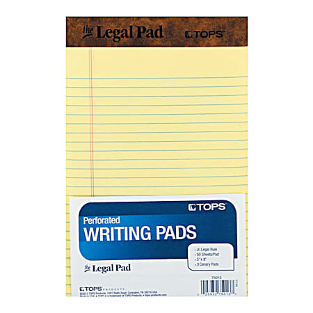 5 in x 8 in Canary Legal Pads - 3 pk