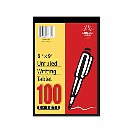 Norcom 6 in x 9 in Unruled Writing Tablet