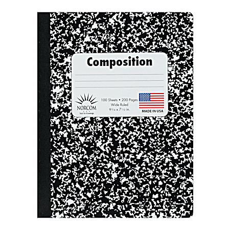 Norcom Black Marble Wide Ruled Composition Book