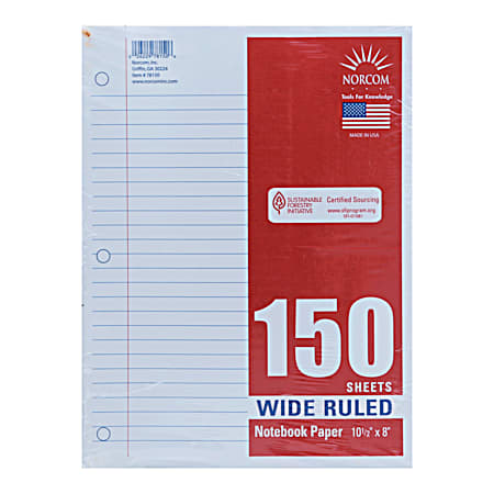 Norcom Wide Ruled Filler Paper - 150 Sheets