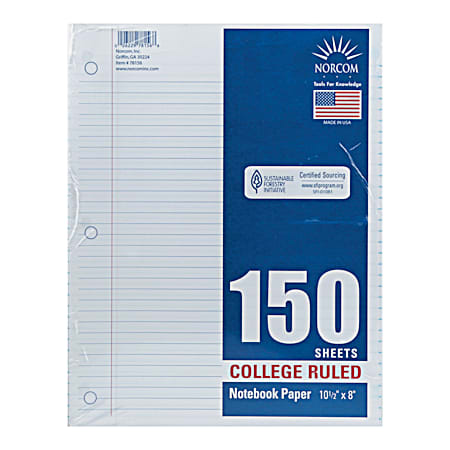Norcom College Ruled Filler Paper - 150 Sheets
