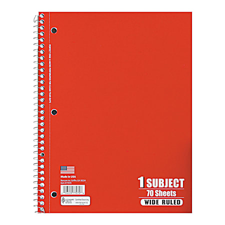 1 Subject Wide Ruled Notebook - Assorted