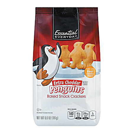 Essential EVERYDAY 6.6 oz Penguins Extra Cheddar Cheese Baked Snack Crackers