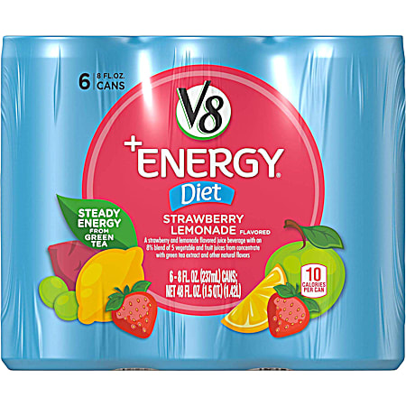 V8 V-Fusion +Energy Diet Strawberry Lemonade Vegetable & Fruit Juice - 6 pk