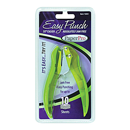 EZ Squeeze One-Hole Punch, 10-sheet Capacity, Assorted