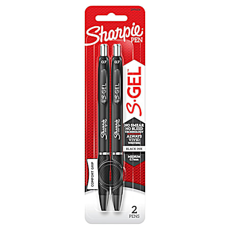 Sharpie S-Gel  Gel Pens  Medium Point (0.7mm)  Black Ink Gel Pen  2 Count