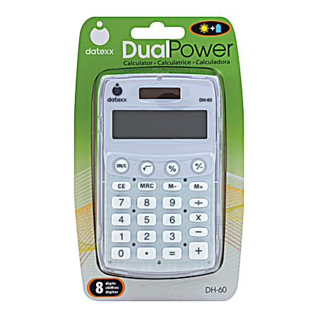 Datexx-Teledex DH-60C Dual Power Calculator, 3.56 x 1 x 6.24 in