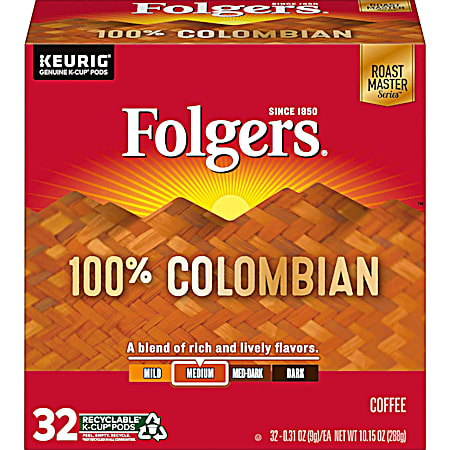 100% Columbian Medium Roast Single Serve K-Cup Pods