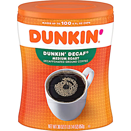 30 oz Dunkin'Decaf Medium Roast Ground Coffee