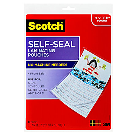 Scotch® Self-Sealing Laminating Pouches LS854-10G, 9