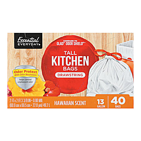 13 Gal Tall Kitchen Hawaiian Scent Trash Bags - 40 ct