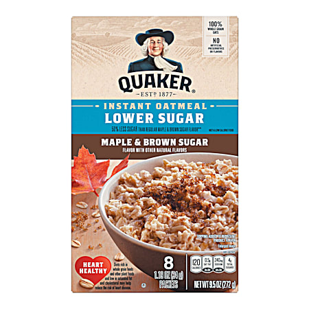 Quaker Lower Sugar 9.5 oz Maple & Brown Sugar Instant Oatmeal