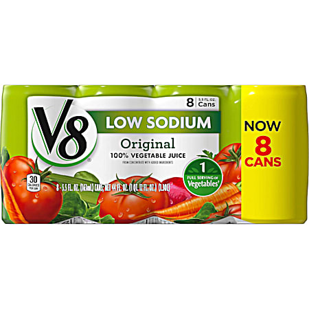 V8 Original 44 oz Low Sodium 100% Vegetable Juice - 8 Pk