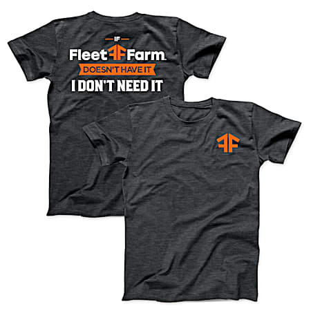 Men's Dark Heather Fleet Farm Graphic Crew Neck Short Sleeve T-Shirt