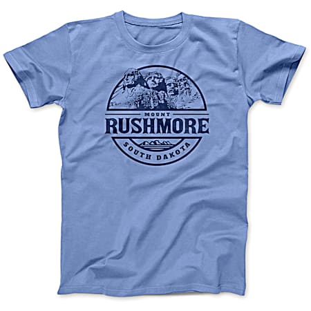 T-SHIRT INTERNATIONAL Men's Carolina Blue South Dakota Mt. Rushmore Graphic Crew Neck Short Sleeve T-Shirt