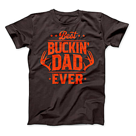 Men's Dark Chocolate Buckin' Dad Graphic Crew Neck Short Sleeve T-Shirt