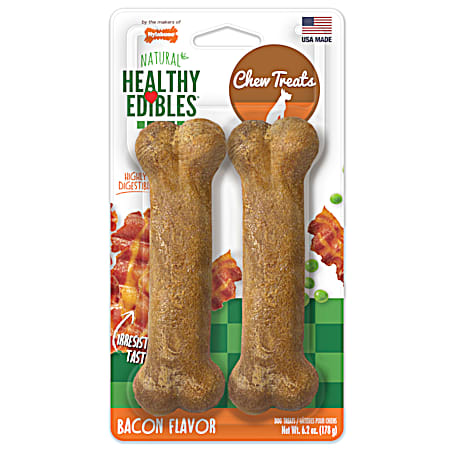 Healthy Edibles Wolf Size Bacon Flavor Wholesome Dog Treat - 2 Pk