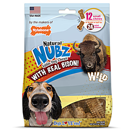 Nylabone Natural NUBZ 8.6 oz Bison Small Edible Dog Chews - 12 Pk