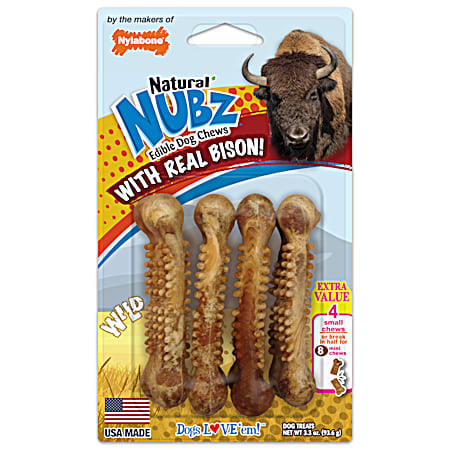 Nylabone Natural NUBZ 2.89 oz Bison Small Edible Dog Chews - 4 Pk