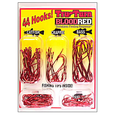 Tru-Turn Blood Red 44 Pc. Hook Kit for Crappie/Catfish/Bass