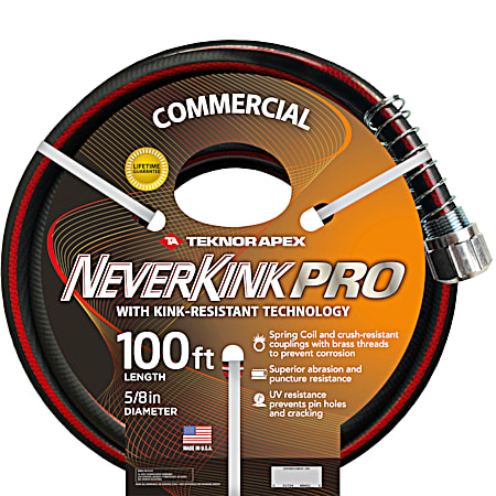 Neverkink Pro 5/8 in x 100 ft Black Commercial Duty Hose