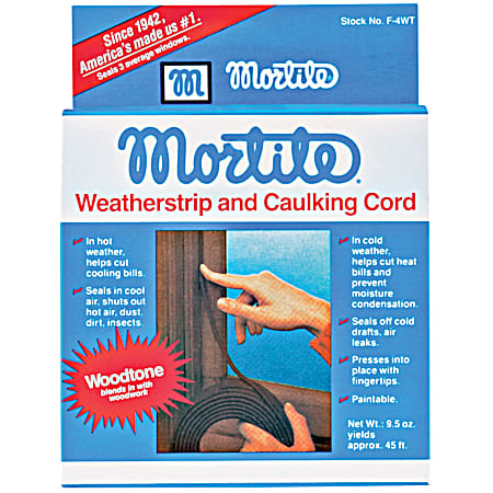 Mortite Weatherstrip & Caulking Cord 45 Ft. - Woodtone