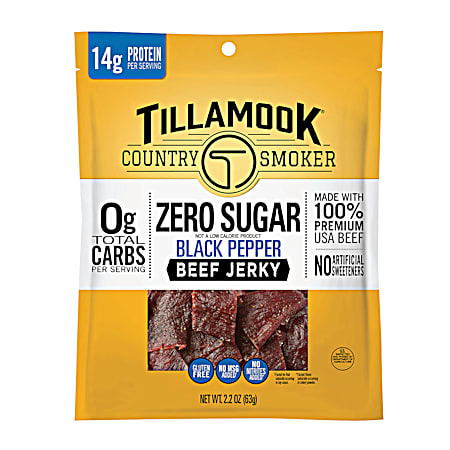 Tillamook 2.2 oz Zero Sugar Black Pepper Beef Jerky