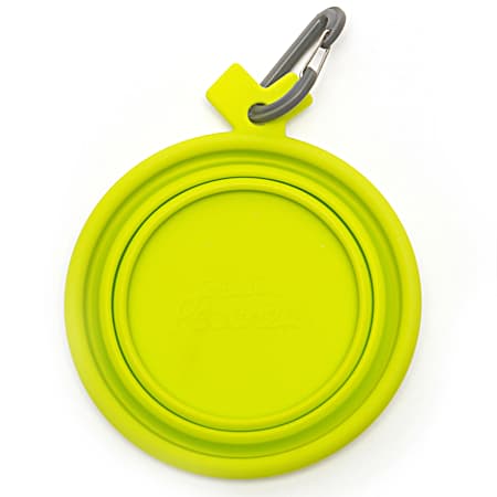 Totally Pooched Large Lime Green Silicone Collapsible Dog Bowl