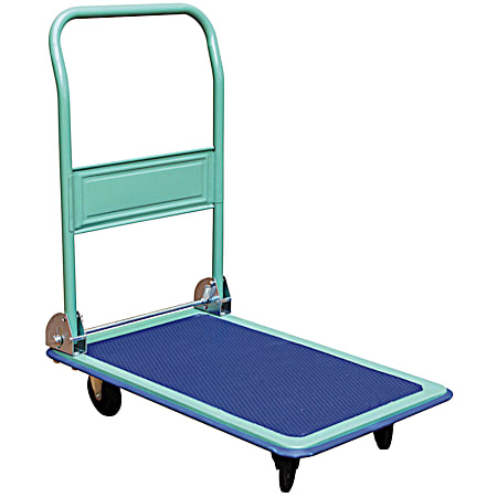 350 lb Blue Folding-Handle Steel Platform Cart