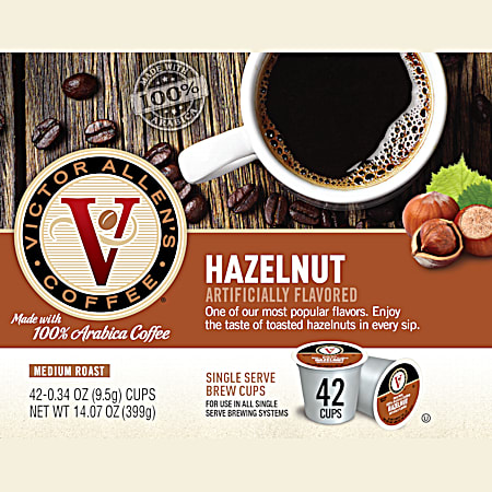 Victor Allen's Coffee Hazelnut Single Serve Brew Cups - 42 Ct
