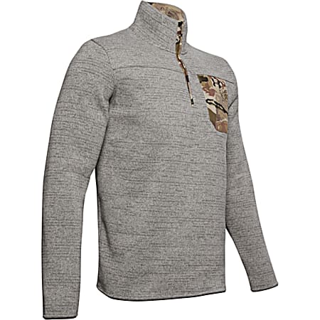 Men's Specialist Charcoal Fade Heather/Barren Camo Mock Neck Sweater Fleece Henley Shirt
