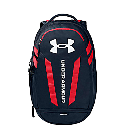 Under Armour Hustle 5.0 Navy & Red Backpack