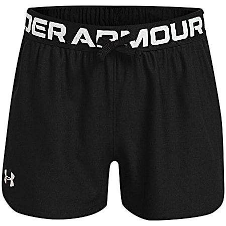 Under Armour Girls' UA Play Up Black/Metallic/Silver Polyester Shorts