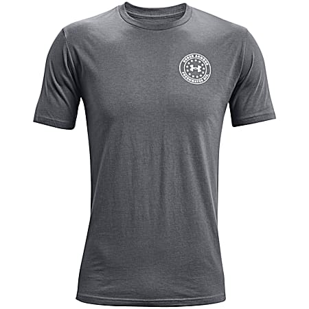 Under Armour Men's UA Freedom Bass Pitch Gray/White Graphic Crew Neck Short Sleeve T-Shirt