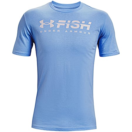 Under Armour Men's UA Fish Stride Carolina Blue/Halo Gray Graphic Crew Neck Short Sleeve T-Shirt