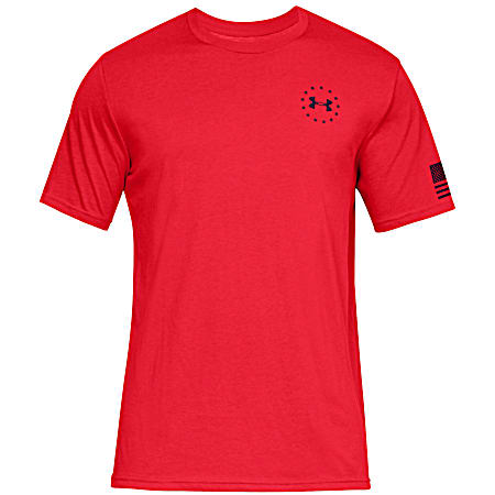 Under Armour Men's UA Freedom Flag Red/Academy Graphic Logo Crew Neck Short Sleeve T-Shirt