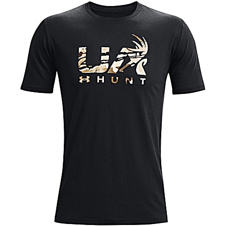 Men's UA Antler Hunt Icon Black/UA Barren Camo Logo Graphic Crew Neck Short Sleeve T-Shirt